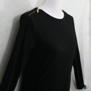Michael Kors Black Cotton Blend Stretch Blouse SZ M EUC